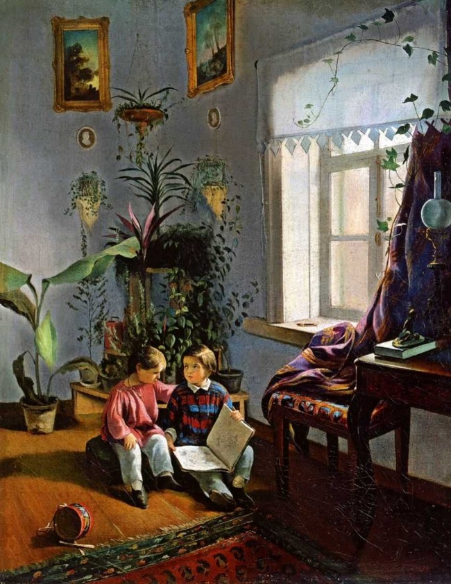 Сочинение по картине: Хруцкий - "В комнате (мальчики, рассматривающие альбом с картинками)"