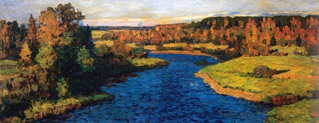 Сочинение по картине: Петровичев - "Река осенью"