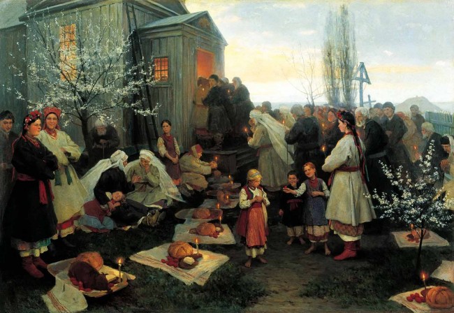 Сочинение по картине: Пимоненко - "Пасхальная заутреня в Малороссии"