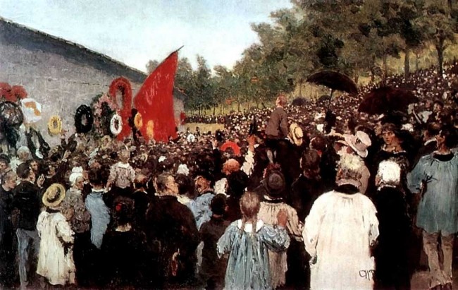 Сочинение по картине: Репин - "Годовой поминальный митинг у стены коммунаров на кладбище Пер-Лашез"