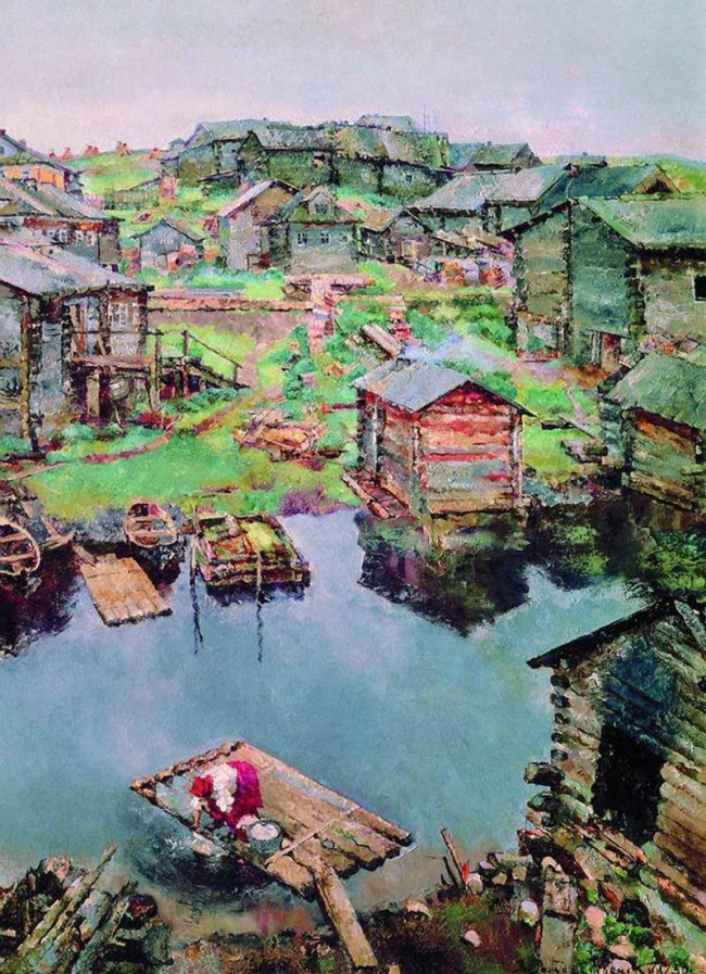 Сочинение по картине: Рожденственский - "Северная деревня. Нижмоозеро"