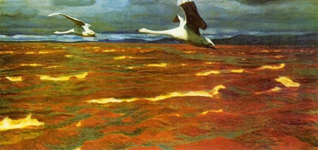 Сочинение по картине: Рылов - "Лебеди над Камой"