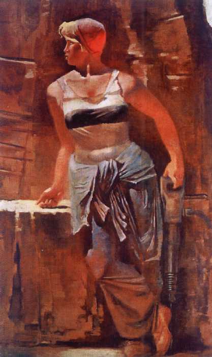 Сочинение по картине: Самохвалов - "Метростроевка со сверлом"