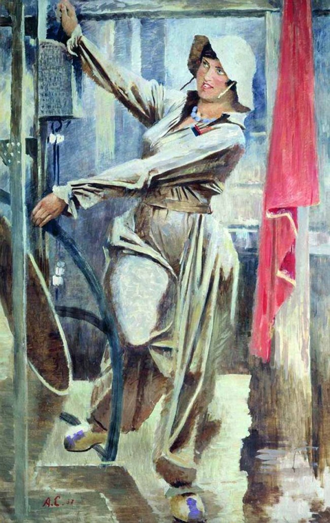 Сочинение по картине: Самохвалов - "Метростроевка у бетоньерки"