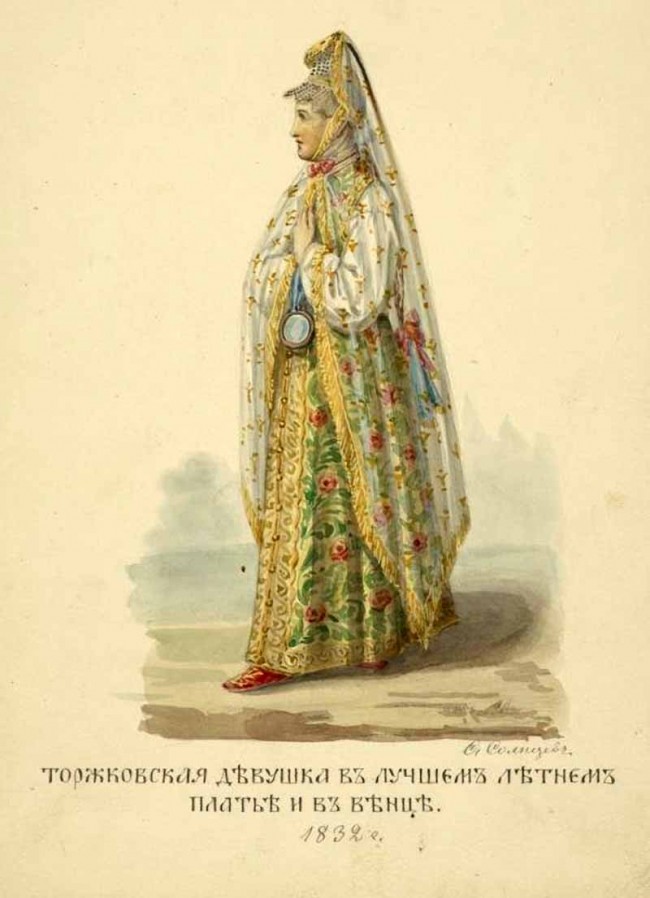 Сочинение по картине: Солнцев - "Торжковская девушка в лучшем летнем платье и в венце"