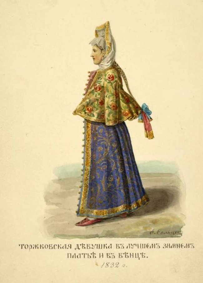 Сочинение по картине: Солнцев - "Торжковская девушка в лучшем зимнем платье и в венце"