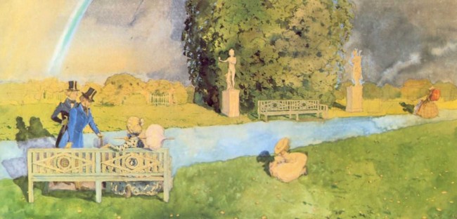 Сочинение по картине: Сомов - "Прогулка после дождя" Сочинение по картине: Сомов - "Прогулка после дождя"