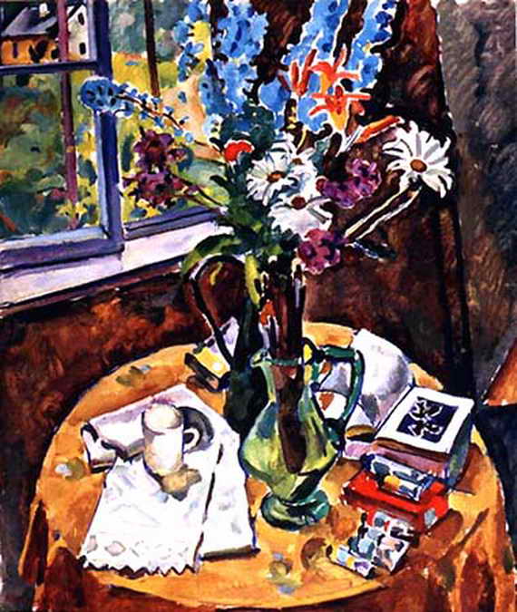 Сочинение по картине: Тетерин - "Натюрморт с дельфиниумами"