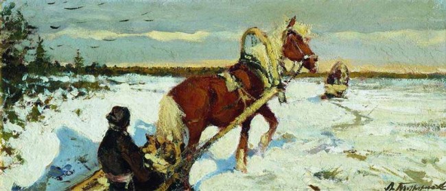 Сочинение по картине: Туржанский - "Зимний пейзаж. На дровнях"